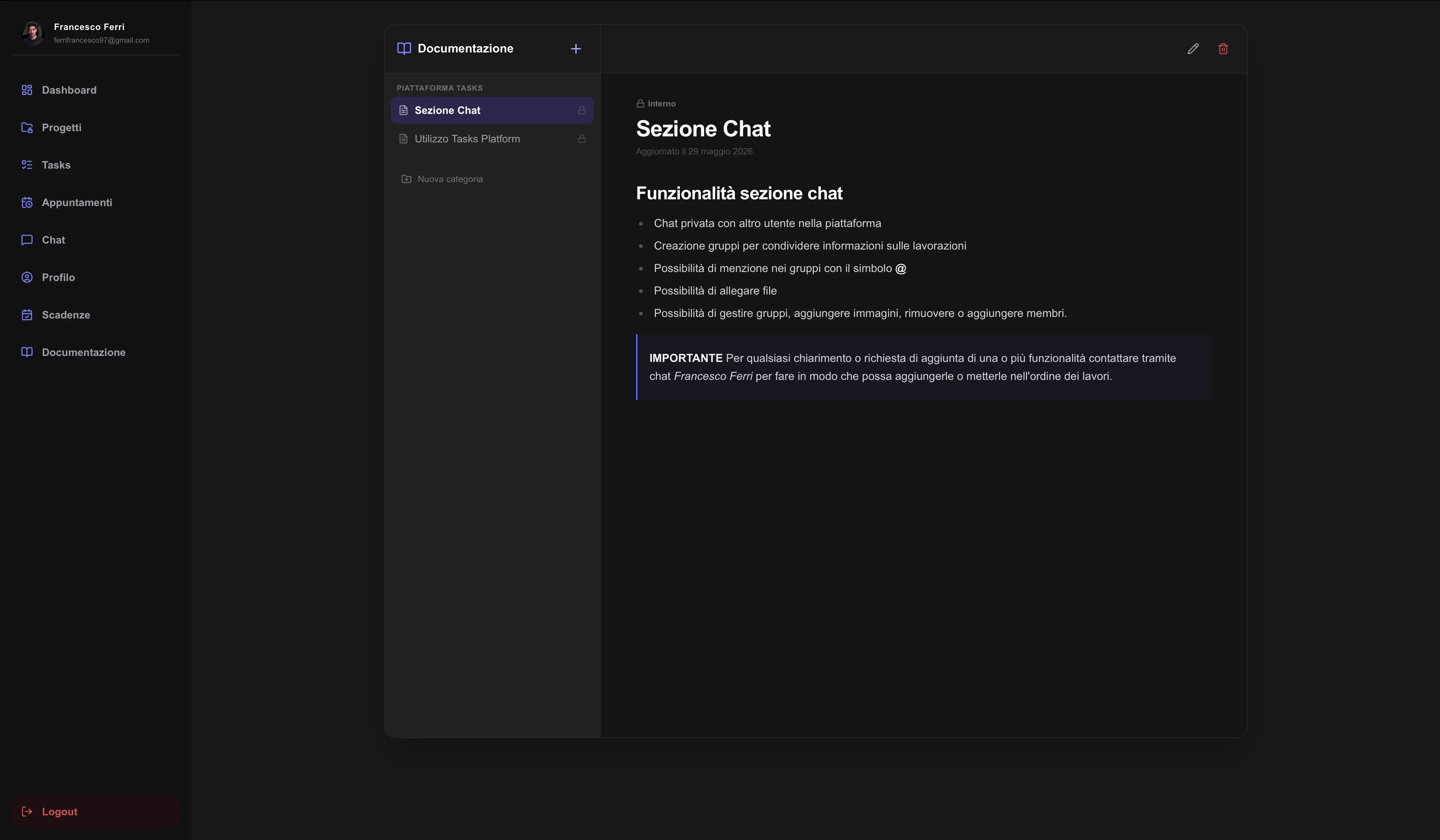 Documenti condivisi in FF Platform